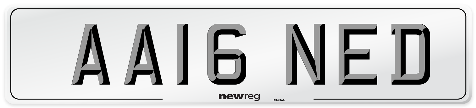 AA16 NED Number Plate from New Reg